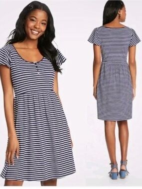 Draper James Scoop Neck Navy and White Dress